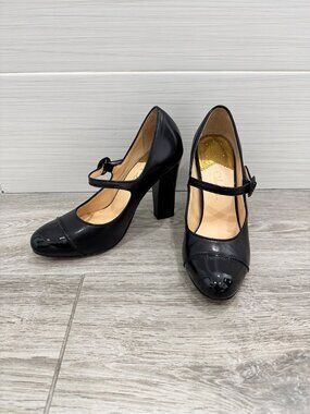 EUC COLE HAAN Dalya black patent / calf leather Mary Jane Pumps size 5.5